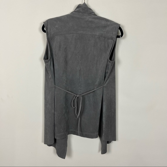 KATHERINE BARCLAY SUEDE CASCADE FRONT GREY VEST SIZE SMALL - Picture 13 of 14